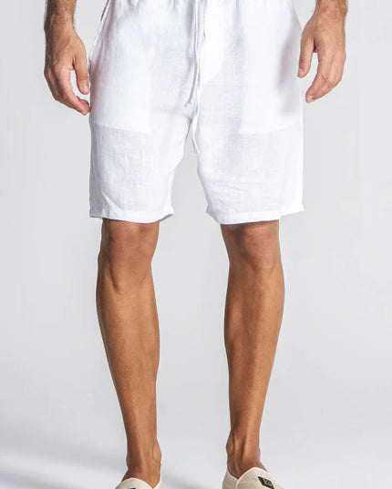 WHITE LINEN SHORTS-Men Shorts-Gianni Kavanagh-Urbanheer