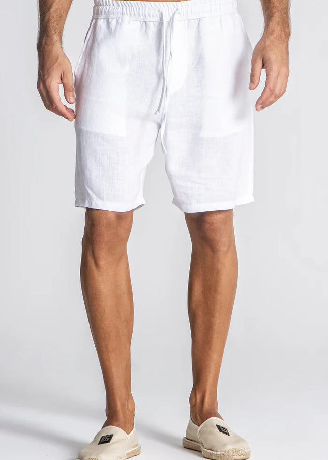 WHITE LINEN SHORTS-Men Shorts-Gianni Kavanagh-Urbanheer