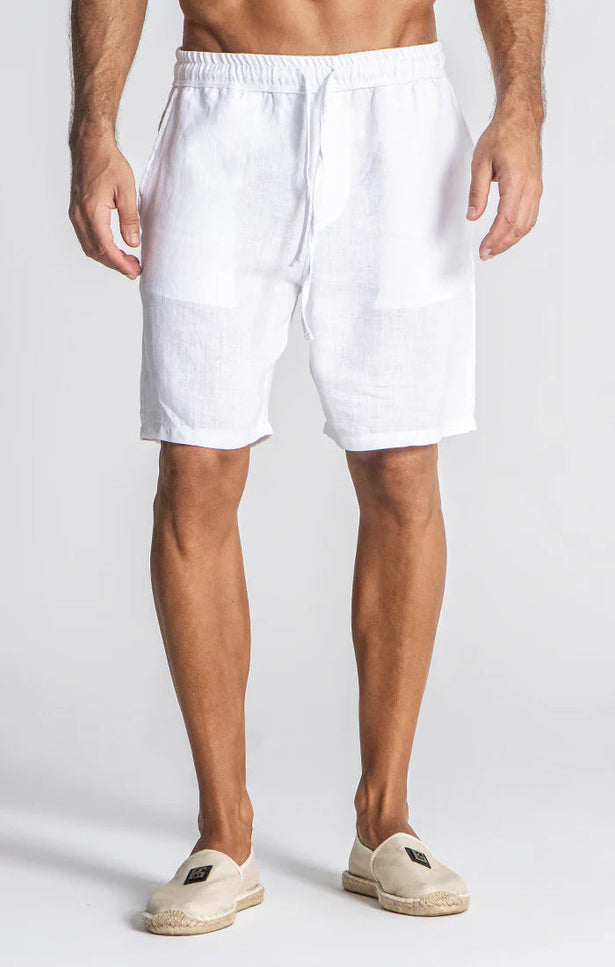 WHITE LINEN SHORTS-Men Shorts-Gianni Kavanagh-Urbanheer