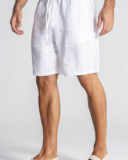 WHITE LINEN SHORTS-Men Shorts-Gianni Kavanagh-Urbanheer