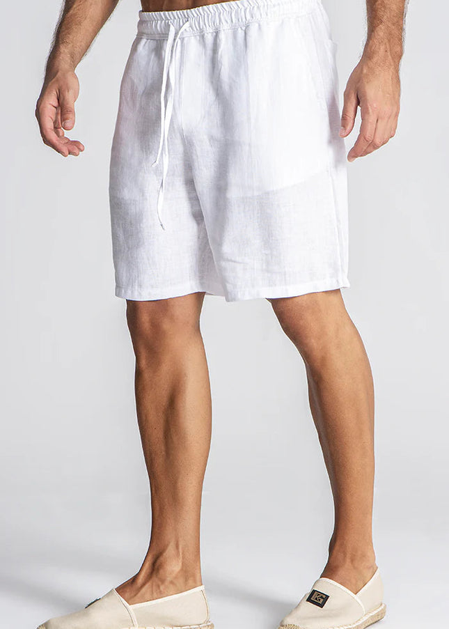 WHITE LINEN SHORTS-Men Shorts-Gianni Kavanagh-Urbanheer