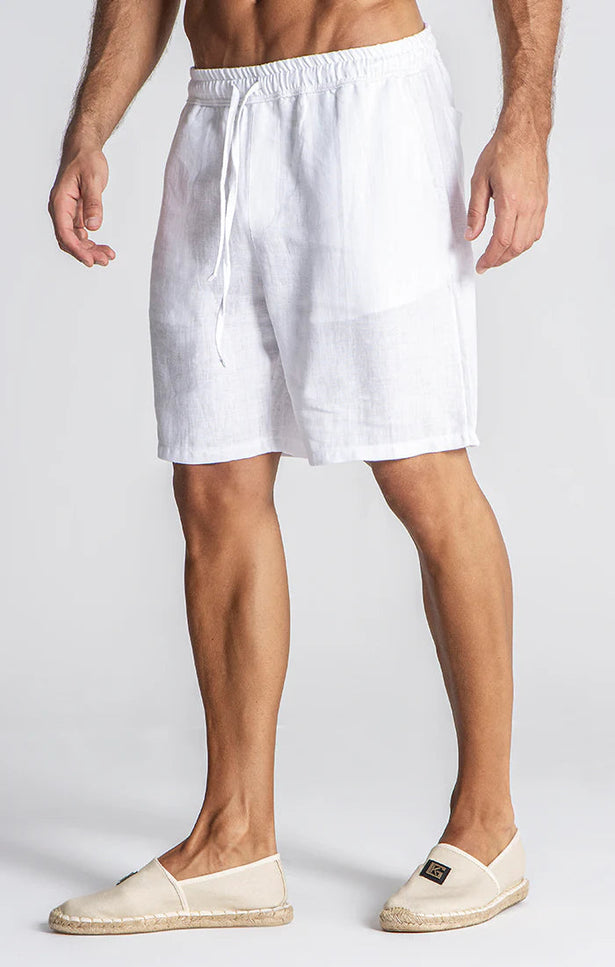 WHITE LINEN SHORTS-Men Shorts-Gianni Kavanagh-Urbanheer