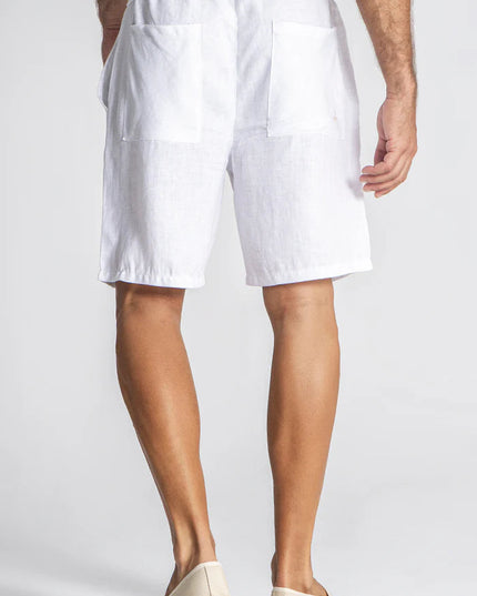 WHITE LINEN SHORTS-Men Shorts-Gianni Kavanagh-Urbanheer