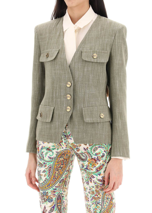 Etro fitted jacket with padded shoulders