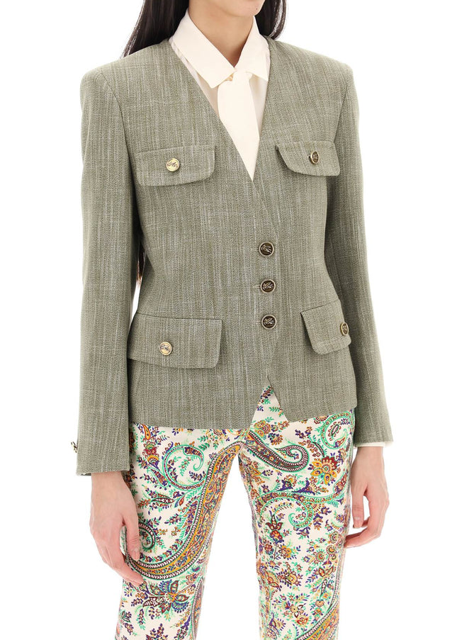 Etro fitted jacket with padded shoulders