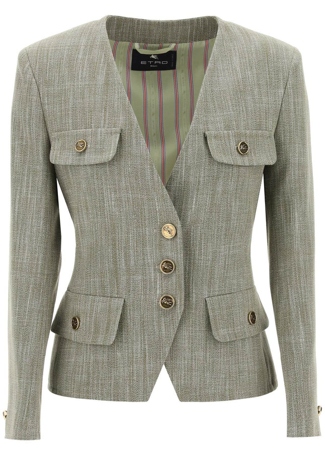 Etro fitted jacket with padded shoulders