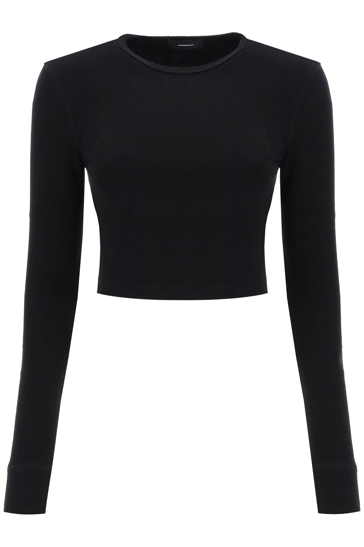 Wardrobe.nyc hb long-sleeved cropped t-shirt-women > clothing > topwear-Wardrobe.Nyc-l-Black-Urbanheer