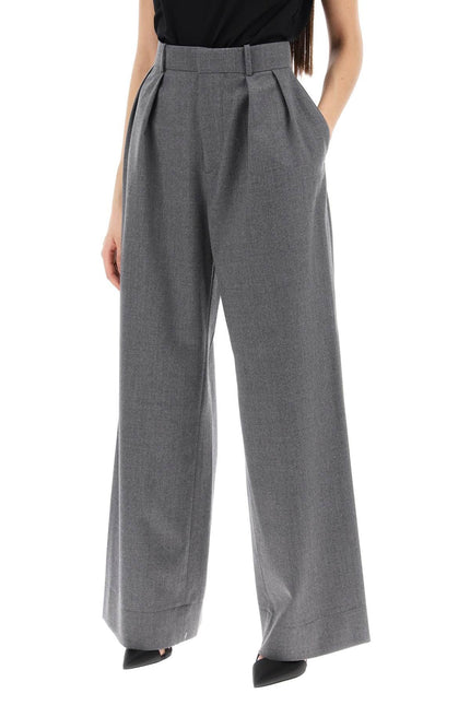 Wardrobe.Nyc wide leg flannel trousers for men or - Grey