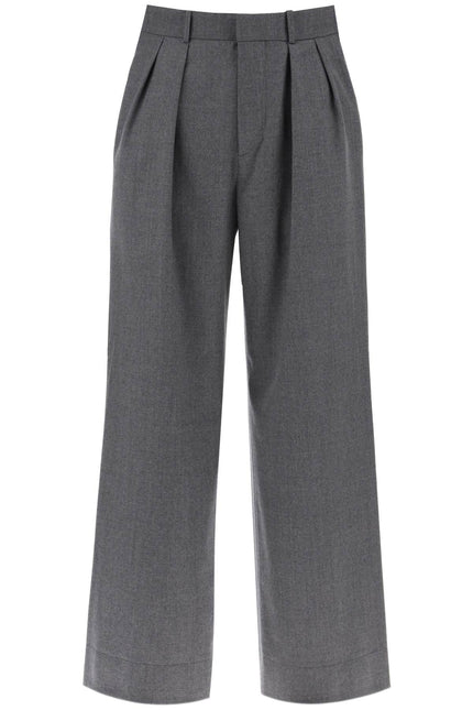 Wardrobe.Nyc wide leg flannel trousers for men or - Grey