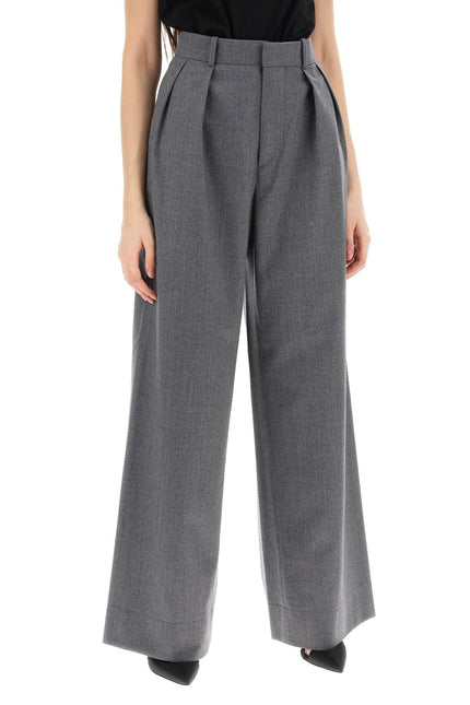 Wardrobe.Nyc wide leg flannel trousers for men or - Grey