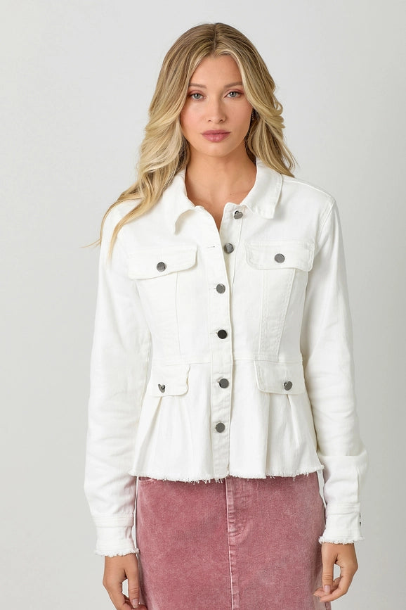 Washed Denim Peplum Jacket