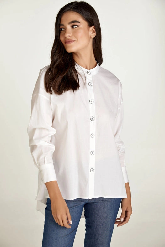 White Blouse with Mandarin Collar