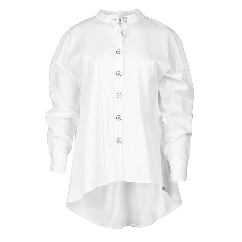 White Blouse with Mandarin Collar