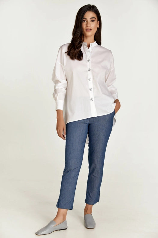 White Blouse with Mandarin Collar