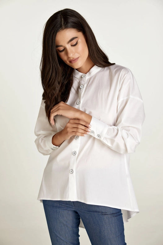 White Blouse with Mandarin Collar