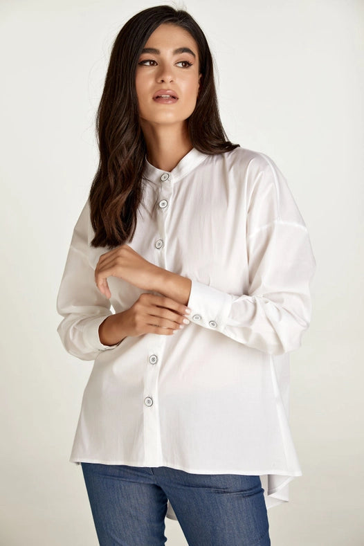 White Blouse with Mandarin Collar