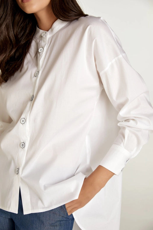 White Blouse with Mandarin Collar