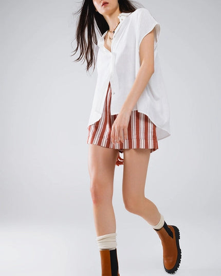 White Button Up Blouse with Polo Collar