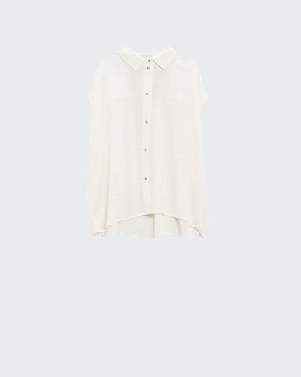 White Button Up Blouse with Polo Collar