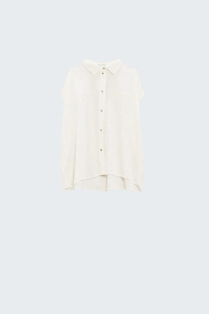 White Button Up Blouse with Polo Collar