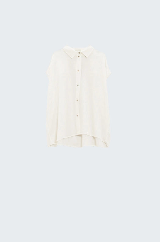 White Button Up Blouse with Polo Collar