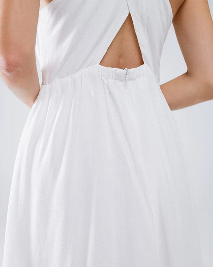 White Dress with Button Detail