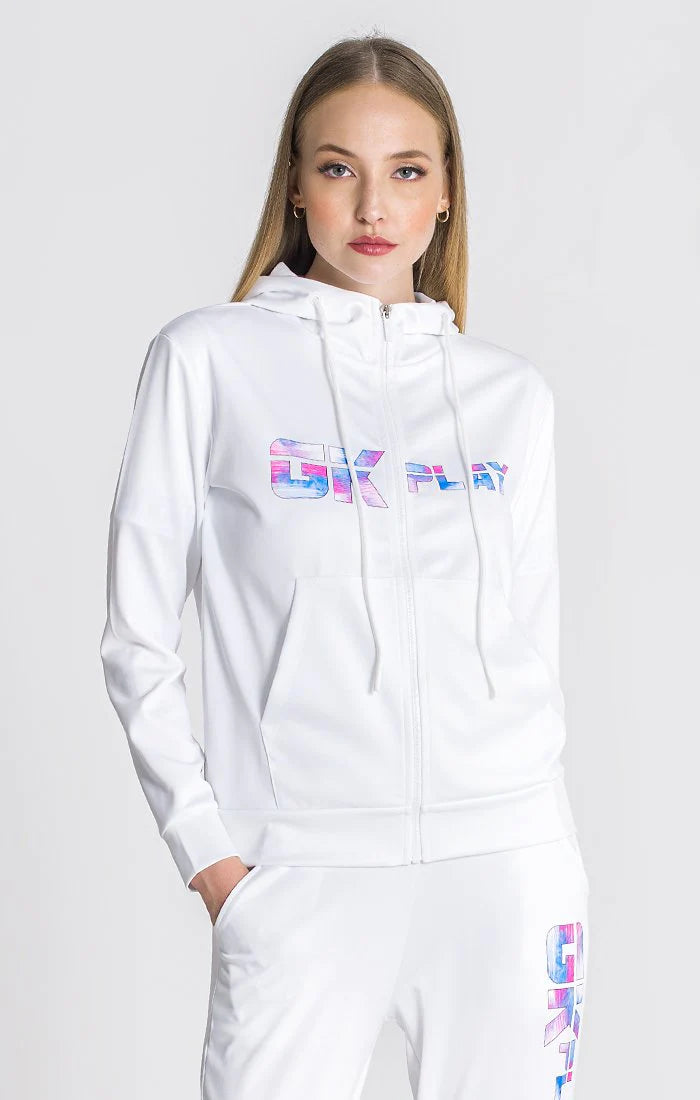 White Gk Play Hoodie Jacket-Clothing - Women-Gianni Kavanagh-Urbanheer