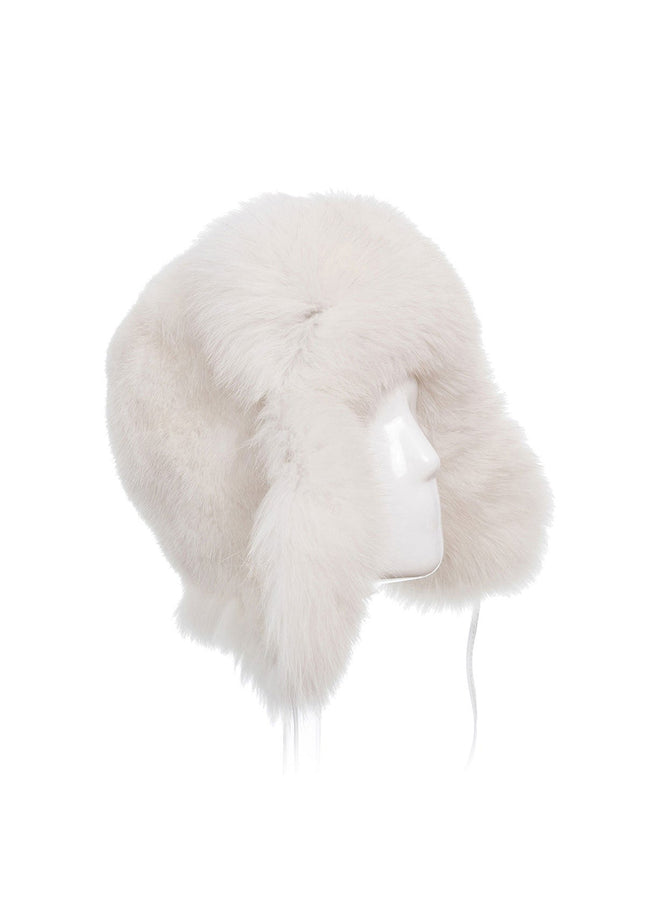 White Genuine Arctic Fox and Mink Fur Hat-1