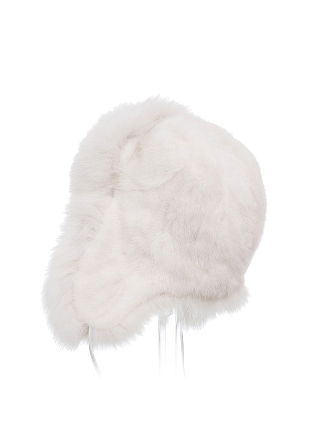 White Genuine Arctic Fox and Mink Fur Hat-2