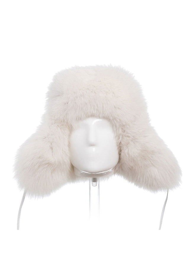 White Genuine Arctic Fox and Mink Fur Hat-0