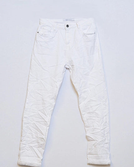 White Wrinkled Skinny Jeans