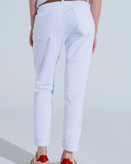 White Wrinkled Skinny Jeans