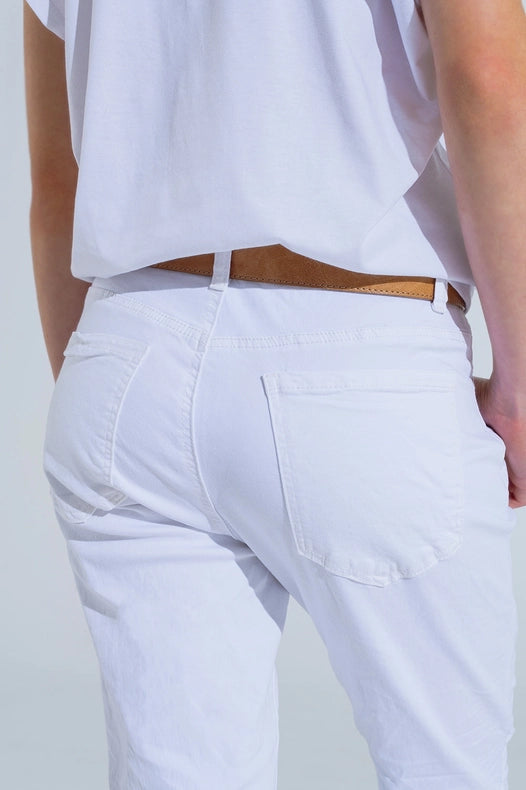 White Wrinkled Skinny Jeans