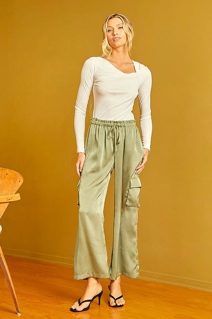 Wide Leg Cargo Pants Cactus