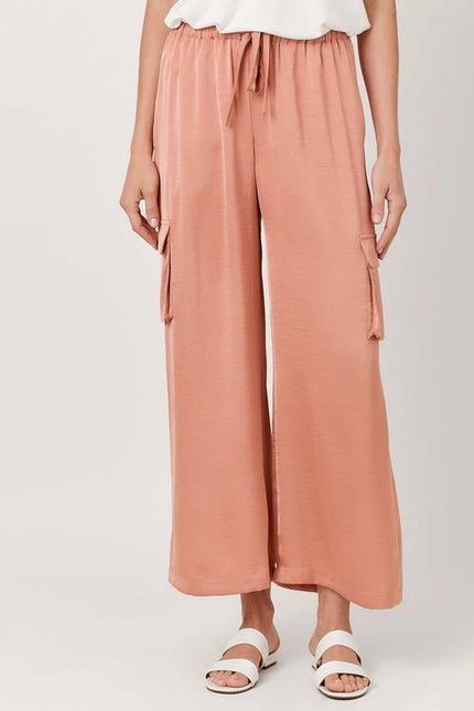 Wide Leg Cargo Pants Peach Pink