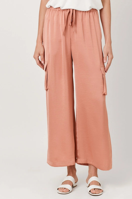 Wide Leg Cargo Pants Peach Pink