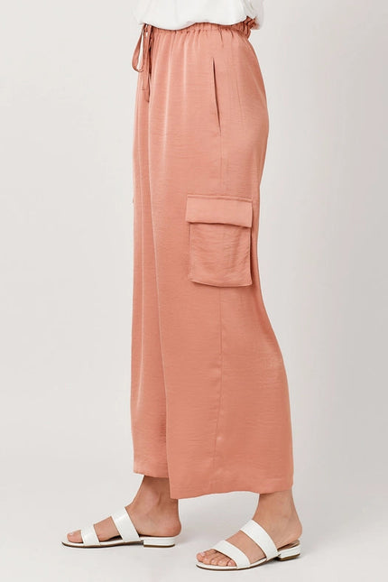 Wide Leg Cargo Pants Peach Pink