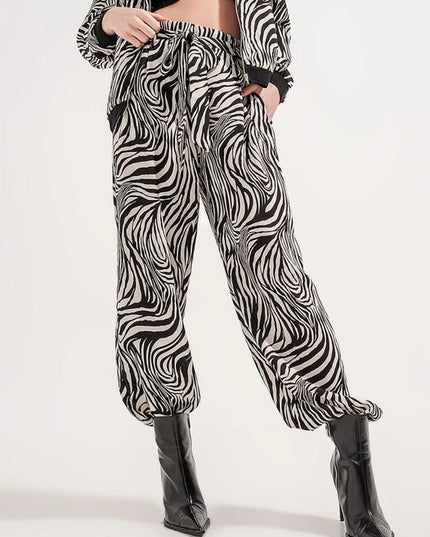 Wide Leg Trousers In Zebra Print