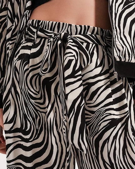 Wide Leg Trousers In Zebra Print