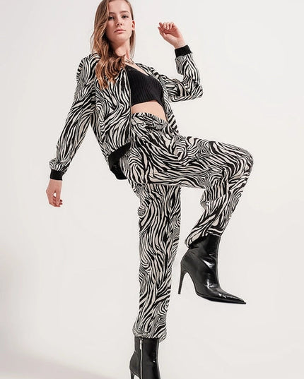 Wide Leg Trousers In Zebra Print