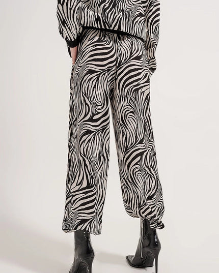 Wide Leg Trousers In Zebra Print