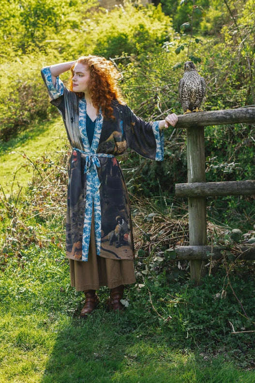 Wild Beauty Bamboo Kimono Duster Robe With Peacock Print