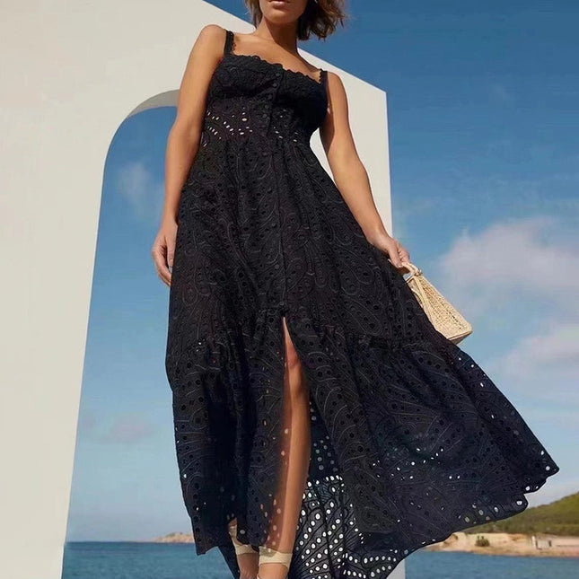 Women Elegant Lace Dress - Beach & Resort Ready Black-Dress-Productseeker-Urbanheer