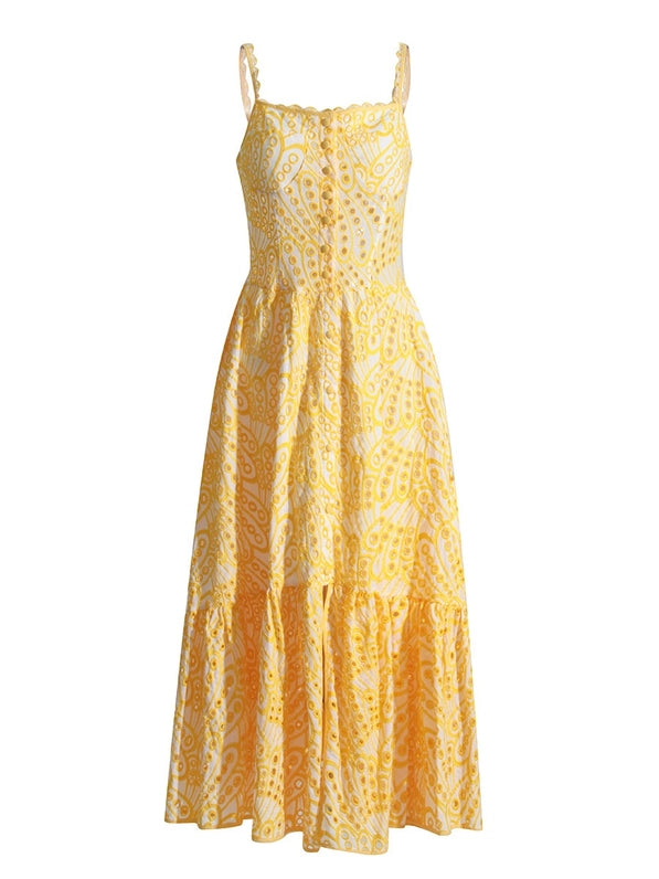 Women Elegant Lace Dress - Beach & Resort Ready Yellow-Dress-Productseeker-Urbanheer