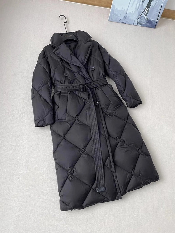 Women Long Down Jacket Down Coat Black