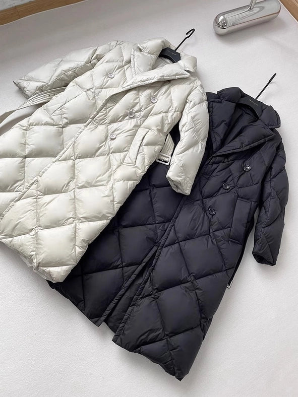 Women Long Down Jacket Down Coat Black