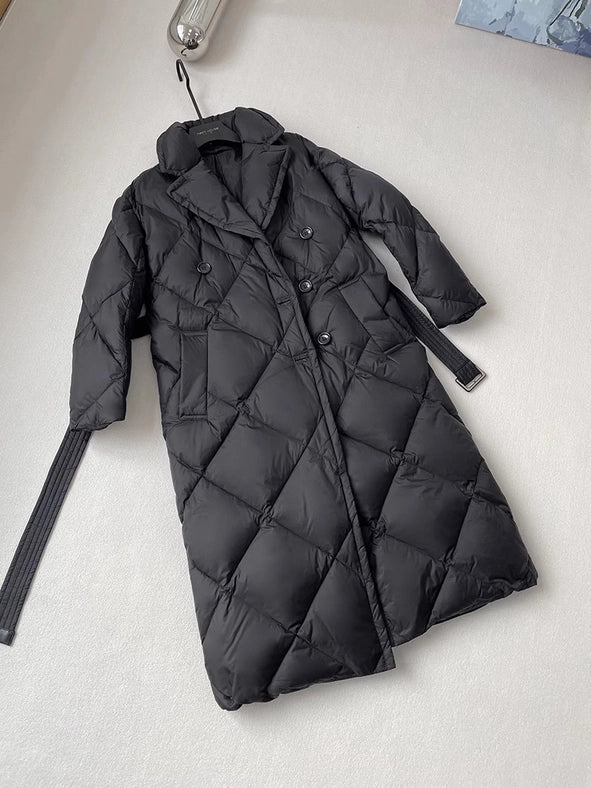 Women Long Down Jacket Down Coat Black