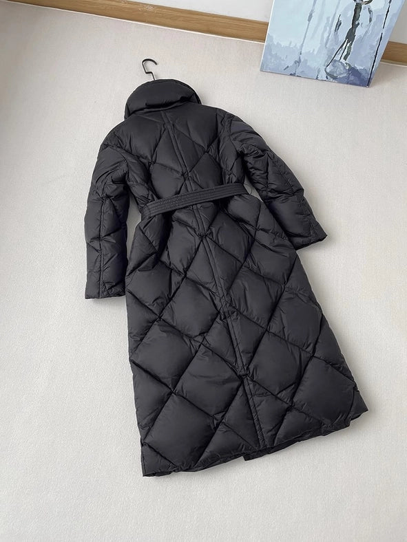 Women Long Down Jacket Down Coat Black