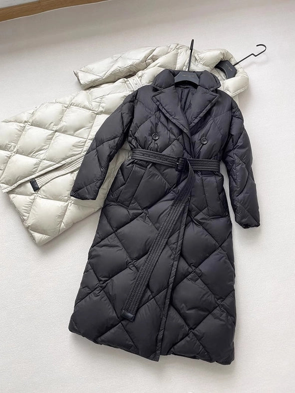 Women Long Down Jacket Down Coat Black