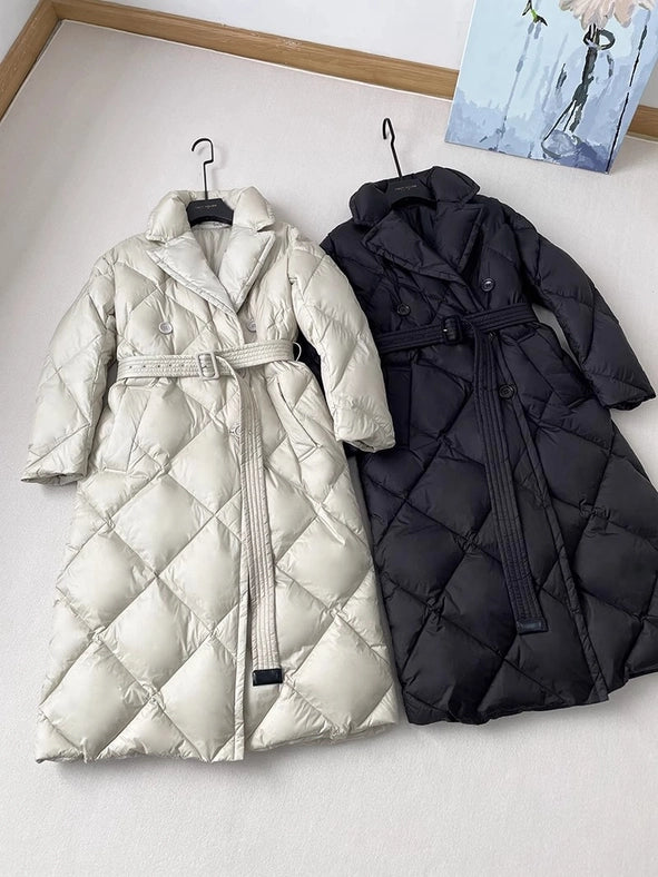 Women Long Down Jacket Down Coat Black